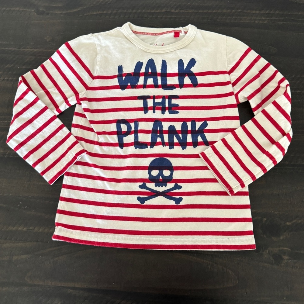 Mini Boden Pirate Pajama Set Red Stripe Skull Walk the Plank Boys 4-5Y - Picture 2 of 9
